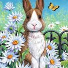 BUNNY DAISIES LARGE OUTDOOR DECORATIVE EASTER BUNNY FLAG