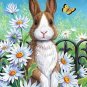 BUNNY DAISIES LARGE OUTDOOR DECORATIVE EASTER BUNNY FLAG