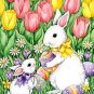 BUNNIES TULIPS LARGE OUTDOOR DECORATIVE EASTER BUNNY FLAG