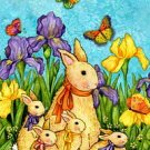 BUNNIES AND BUTTERFLIES LARGE OUTDOOR DECORATIVE EASTER BUNNY FLAG