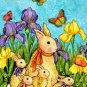 BUNNIES AND BUTTERFLIES LARGE OUTDOOR DECORATIVE EASTER BUNNY FLAG
