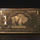 1 TROY OZ BRASS BUFFALO BULLION BAR .999 PURE
