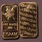 1 GRAM BRASS MAPLE LEAF BULLION BAR .999 PURE