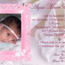 Elegant Frame in Pink Photo Baptism and Christening Invitations 5 x 8