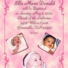 Classy 3 Photos Pink Photo Baptism and Christening Invitations 5 x 8