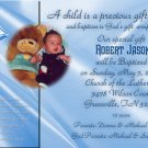 Elegant in Blue Photo Baptism and Christening Invitations 5 x 8