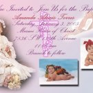 Pink  Multi-Photos Photo Baptism and Christening Invitations 5 x 8