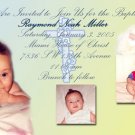 Yellow Blue Multi-Pics Photo Baptism and Christening Invitations 5x8