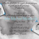 Baby Feet 2 Photos Blue Photo Baptism and Christening Invitations 5x8