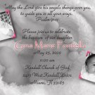 Baby Feet 2 Photos Pink Photo Baptism and Christening Invitations 5x8