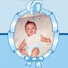 Bonnet Frame in Blue Photo Baptism and Christening Invitations 5 x 8