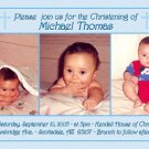 Three Photos in Blue Photo Baptism and Christening Invitations 5 x 8