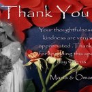 Red Roses Wedding Photo Thank You Card Classy