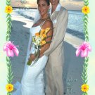 Hibiscus, Tropical Flowers Border Wedding Photo Thank You Card