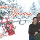 Country Christmas Sleigh and Snow Custom Photo Christmas Cards 5 x 8