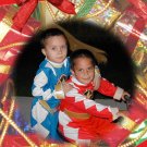 Ornaments and Bows Background Custom Photo Christmas Cards 5 x 8
