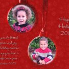 Burgundy Snowflakes with 2 Ornament Custom Photo Christmas Cards 5x8