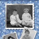 Blue and White Snowflakes Collage Custom Photo Christmas Cards 5 x 8