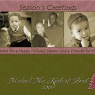 Damask Brown and Pink Three Frames Custom Photo Christmas Cards 5 x 8