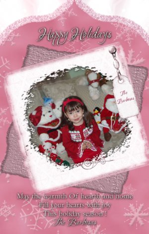 Modern Pink and White Snowflakes Custom Photo Christmas Cards 5 x 8