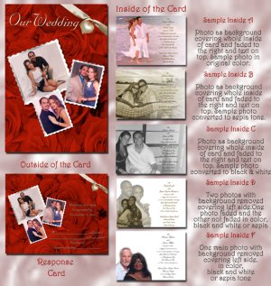 Red Roses Multi Pictures Folded Photo Wedding Invitations Package