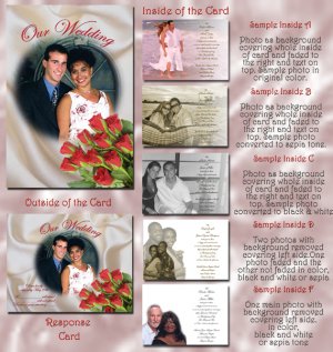Satin & Red Roses Folded Photo Wedding Invitations Package