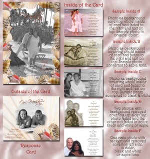 Seashells Beach Sand Folded Photo Wedding Invitations Package