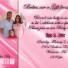 Photo Baby Shower Invitations Elegant Satin Background in Pink