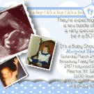 Sonogram Ultrasound Photo Baby Shower Invitations Polka Dots Blue
