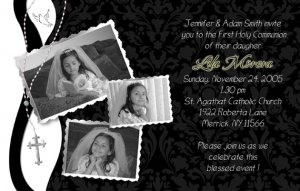 Elegant Collage Black/White Photo Communion Invitations Confirmation