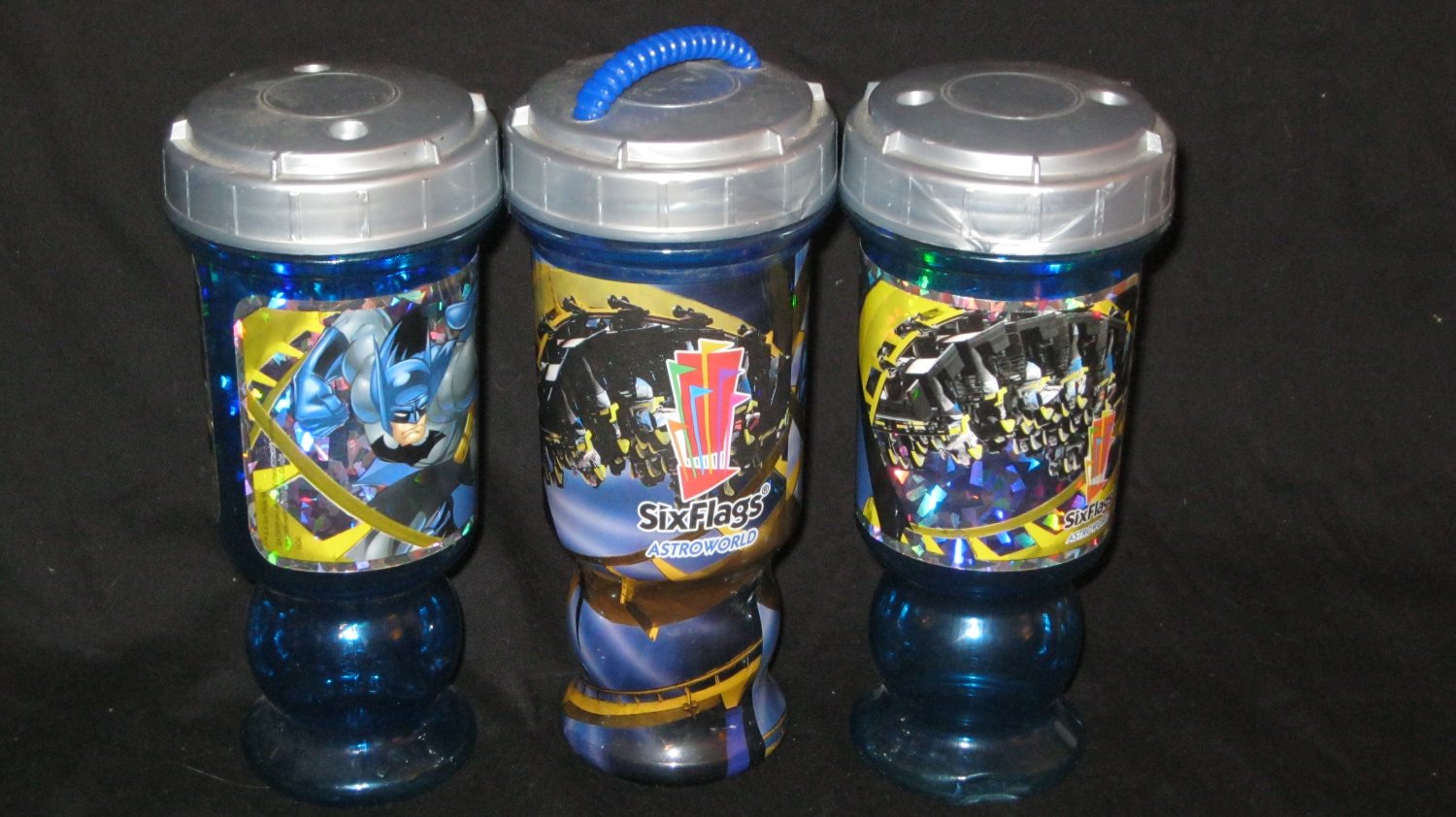 Rare Six Flags Astroworld Batman The Escape Roller Coaster Souvenir Cups