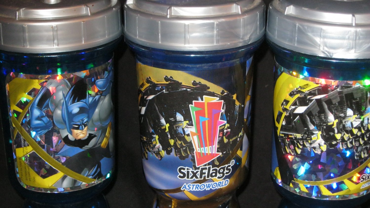 RARE Six Flags Astroworld Batman The Escape Roller Coaster Souvenir Cups