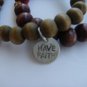 New Brown Wood Bead Stretch Bracelets "Have Faith"