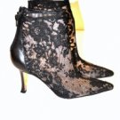 Manolo Blahnik Black Sheer Lace Booties Size 40.5/10.5