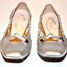 New Tod's Silver Leather Ballet Flats Size 11