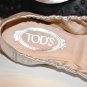 New Tod's Silver Leather Ballet Flats Size 11