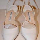 New Manolo Blahnik 40.5/10.5 White Leather Heels