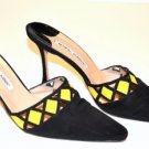 Manolo Blahnik 40.5/10.5 Black & Yellow Heels