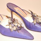 New Manolo Blahnik Purple Heels w/Pearls Size 41/11