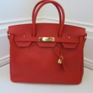 New Red Italian Togo Leather Bag
