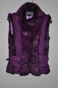 Purple Rabbit Fur and Wool Medium Vest by Pumpkin