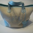 Juicy Couture Large Cotton and Blue Leather Tote Bag