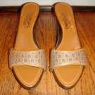 Salvatore Ferragamo Gancini Tan Wedge Slide Heel 7.5