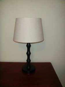 Black Base Table Lamp w/White Shade