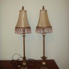 Pair of Gold Table Lamps w/Silk Shade and Fringe