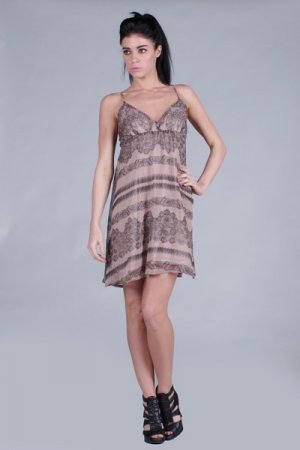 Peach Patterned Mini Dress