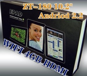ZT 180 10.2 Inch Epad  Android 2.2 512 MB Ram 4 gb Storage 1 ghz