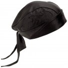 GFSKULLFLB:  Diamond Plate ™ Solid Genuine Leather Skull Cap with Flames