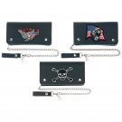 BKWAL3: Diamond Plate ™ 3 pc Solid Genuine Leather Biker Wallets with Chains
