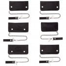 LUBIKWAL6: Diamond Plate ™ 6 pc Set Assorted Solid Genuine Leather Biker Wallets with Chains